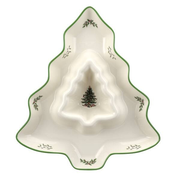 Spode Christmas Tree Tree Shaped Chip and Dip - 13 Inch | Bed Bath & Beyond