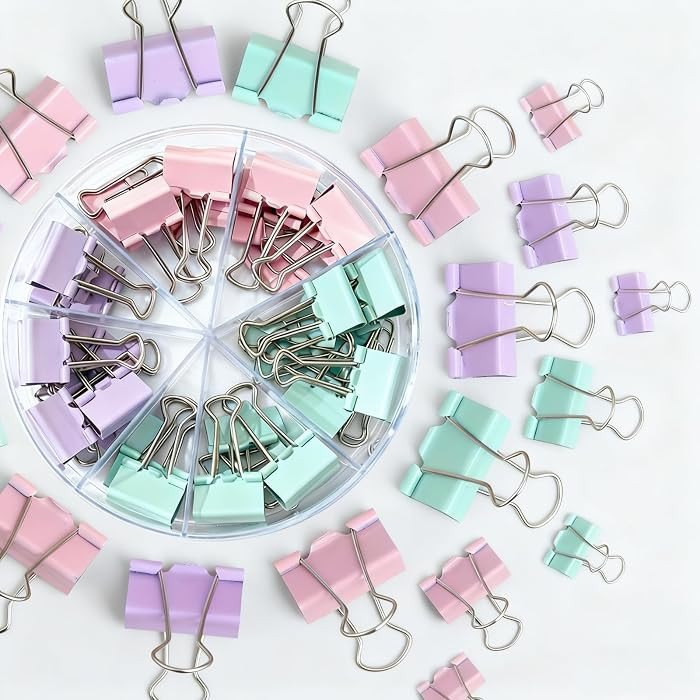 Binder Clips Assorted Sizes, Durable Metal Binder Clips for Office, Cute Desk Supplies for Teache... | Amazon (US)