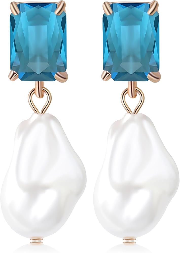 Fashion Pearl Drop Earrings for Women With Crystal - Rhinestone Statement Earrings with Pearl Dan... | Amazon (US)