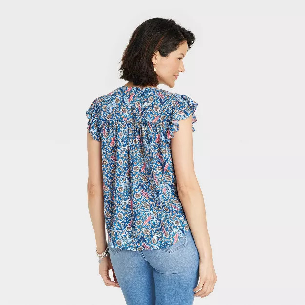 Women's Ruffle Short Sleeve Button-Front Top - Knox Rose™ | Target