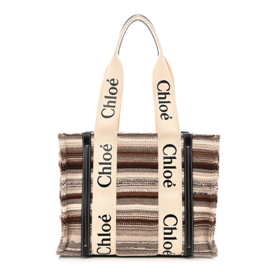 Knit Medium Woody Ribbon Tote Black Multicolor | FASHIONPHILE (US)