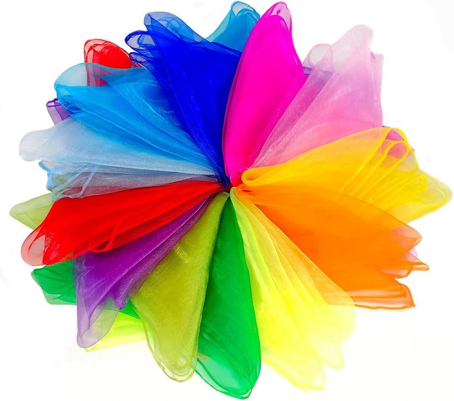 Juggling Scarves, 12 PCS Dance Scarves for Kids Play Silk Scarve for Toddlers Children Movement M... | Amazon (US)