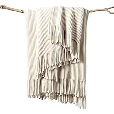 lifein White Throw Blanket for Couch - Soft Knitted Farmhouse Chenille Boho Throw,Cozy Knit Small... | Amazon (US)