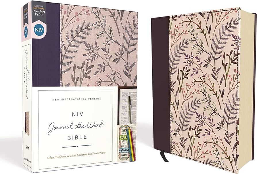 NIV, Journal the Word Bible, Cloth over Board, Pink Floral, Red Letter, Comfort Print: Reflect, T... | Amazon (US)