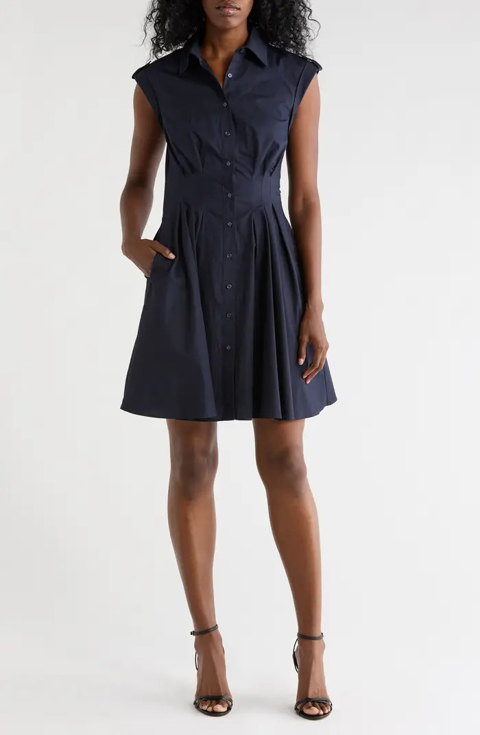Eliza J Cap Sleeve Cotton Fit & Flare Shirtdress | Nordstromrack | Nordstrom Rack