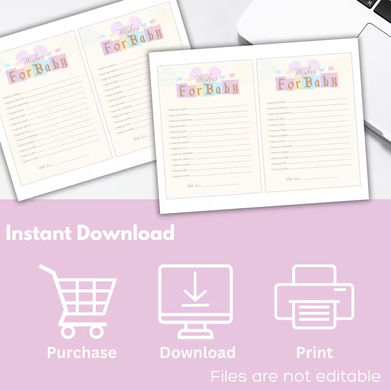 Wishes for Baby Card - Happiest Baby Shower on Earth Game - Vintage Disneyland Baby Shower - Past... | Etsy (US)