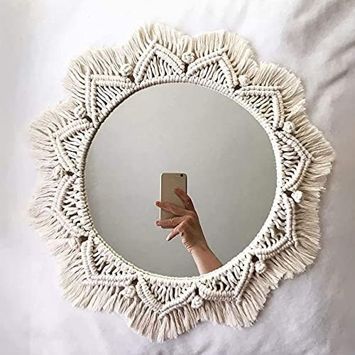 Picturesque Hanging Wall Mirror with Macrame Fringe Boho Round Mirror for Living Room Bedroom Bathro | Amazon (US)