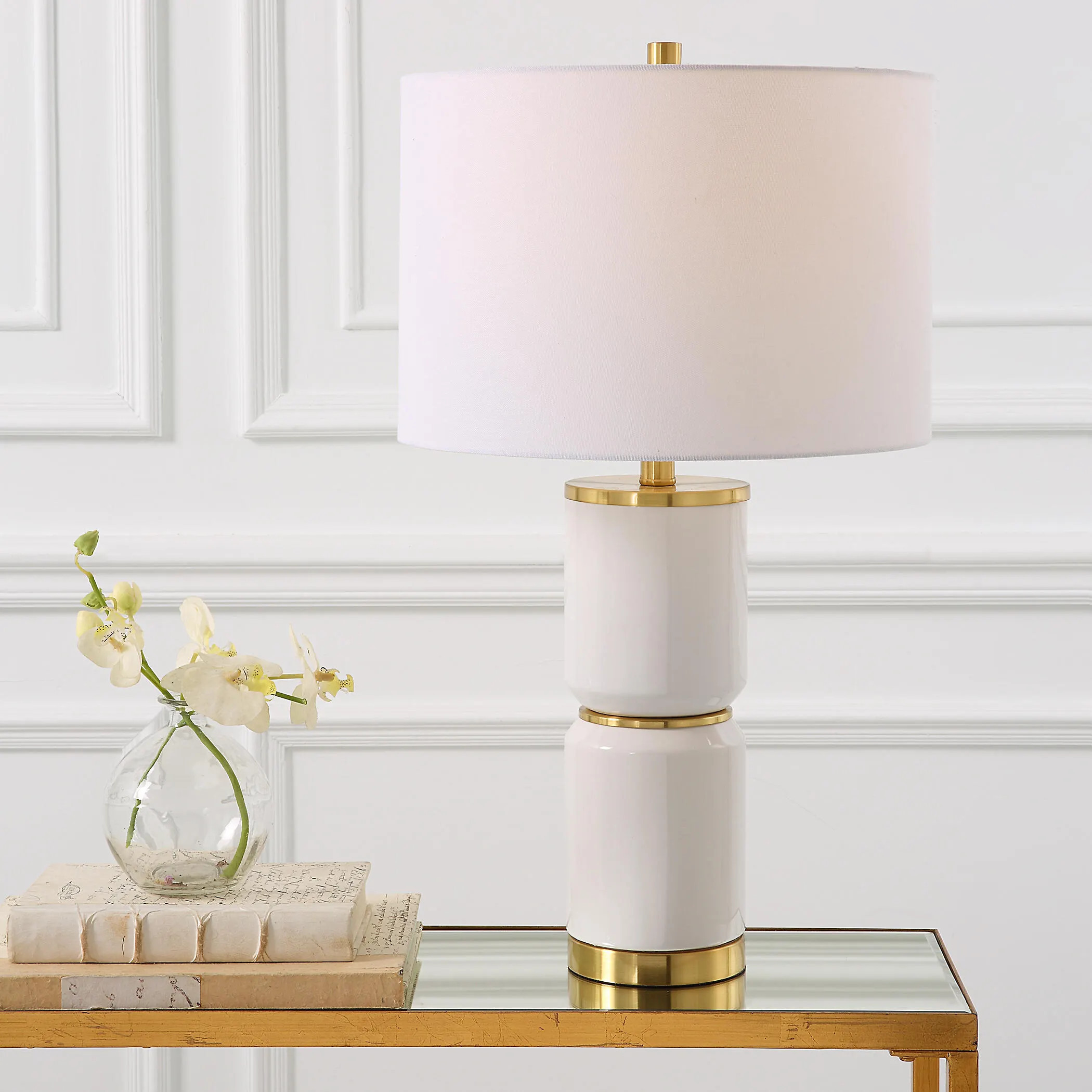 Exalted Living Cylinders Table Lamp, White | Ashley