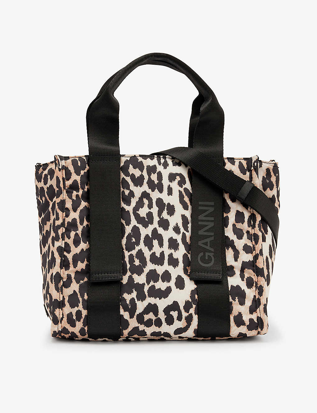 GANNI Leopard-print recycled-polyester tote bag | Selfridges