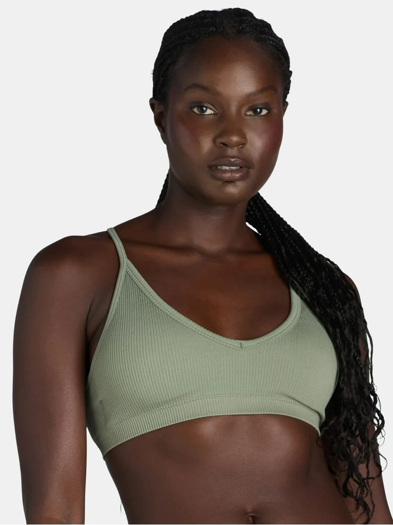No Boundaries Women's Seamless Ribbed Triangle Bralette, Sizes XS-3XL | Walmart (US)