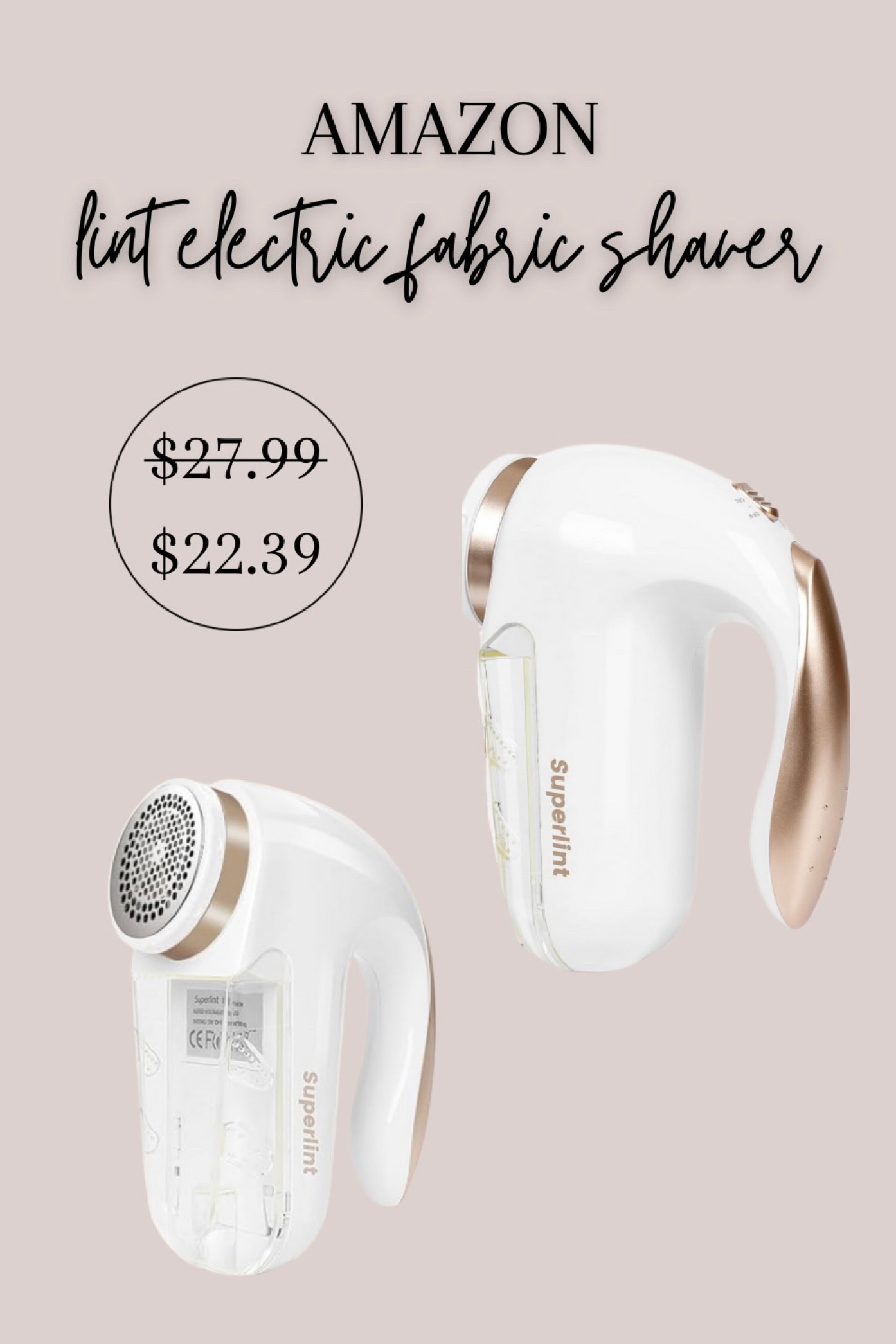 Amazon find for an electric lint fabric shaver for clothes and couches 
Gold & white 
Aesthetic 
Cleaning supplies 

#lint #fabricshaver #cleaningsupplies #amazonfind #amazon #whiteandgold #couch #pilling 

#LTKFindsUnder100 #LTKSaleAlert #LTKHome