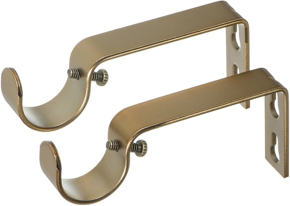 Ivilon Fixed Brackets for Curtain Rods - for 1 or 1 1/8 Inch Rods. Set of 2 - Warm Gold | Amazon (US)