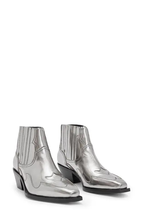 AllSaints Jonty Western Boot in Silver at Nordstrom, Size 11 | Nordstrom