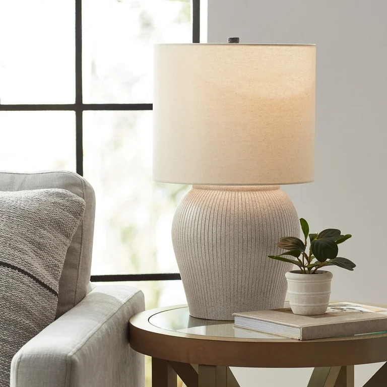 Better Homes & Gardens 21" Raw Sand Table Lamp with Shade | Walmart (US)