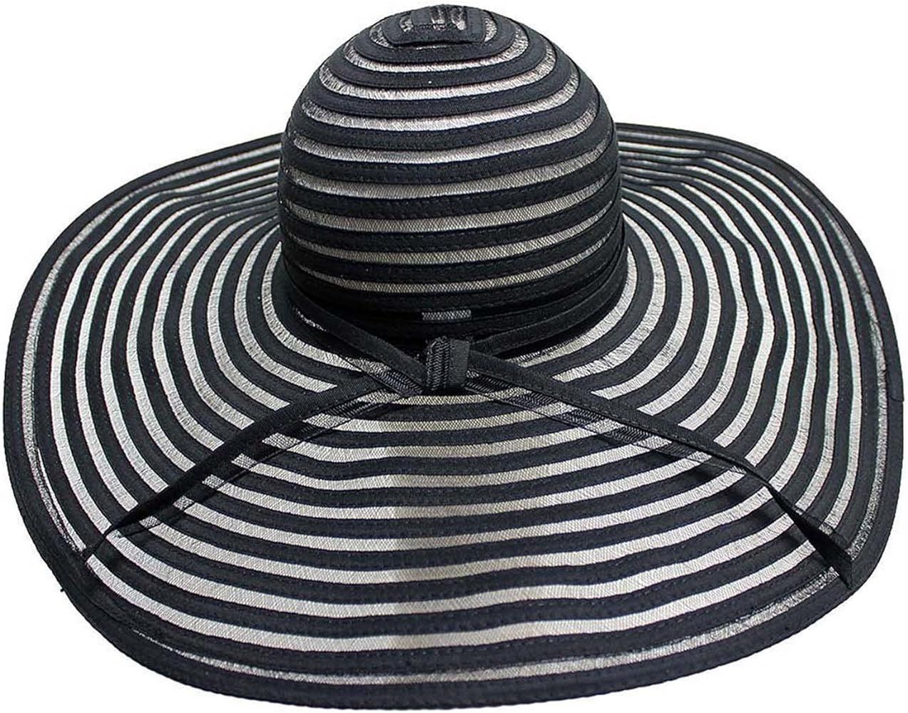 Black & Sheer Striped Wide Brim Floppy Hat | Amazon (US)