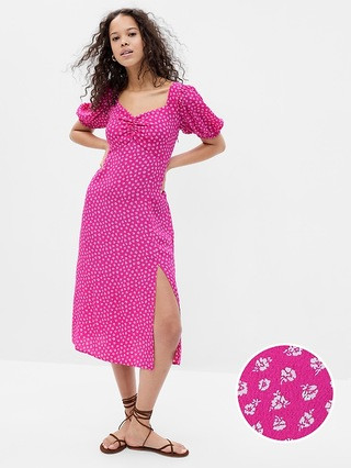 LENZING™ ECOVERO™ Puff Sleeve Slit Dress | Gap (US)