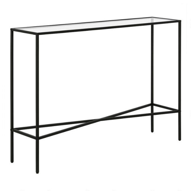 Narrow Metal and Glass Top Mille Console Table | World Market