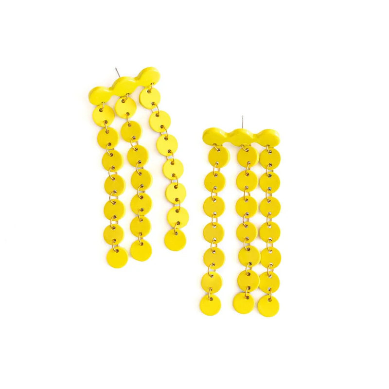 Yellow Cascading Shield Earrings | Sunshine Tienda