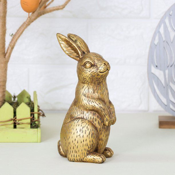 Way To Celebrate Easter Standing Metallic Gold Resin Bunny, 7" - Walmart.com | Walmart (US)