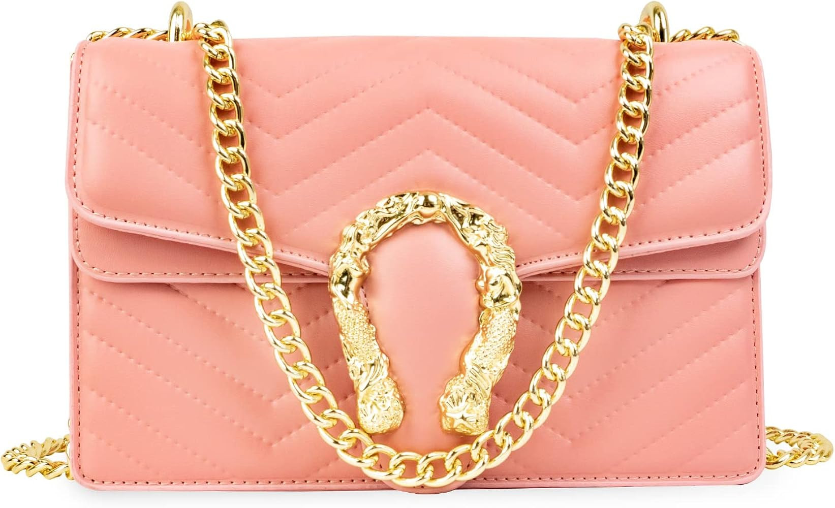 Quilted Crossbody Bags For Women Gold Chain Purse Light Clutch Cross Body Handbags Shoulder Strap | Amazon (US)