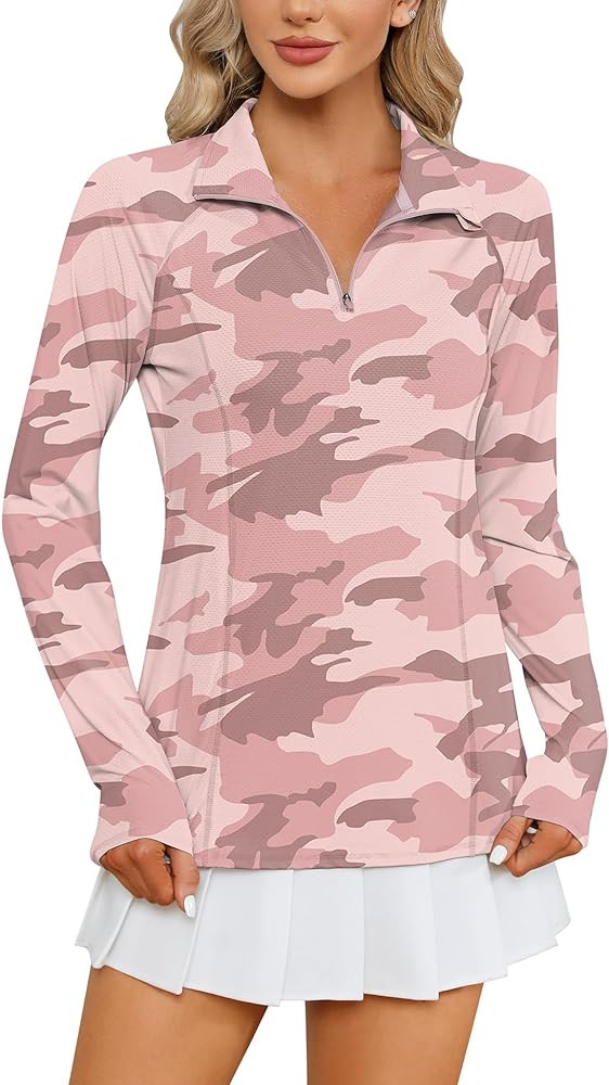 LOMON Women Long Sleeve Shirts Sun Protection 1/4 Zip Summer Quick Dry Hiking Shirts Quarter Zip ... | Amazon (US)