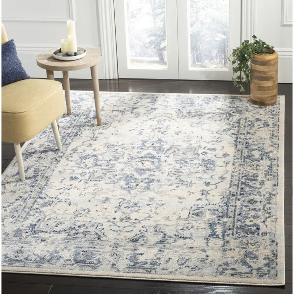 Jase Performance Ivory/Navy Rug | Wayfair North America