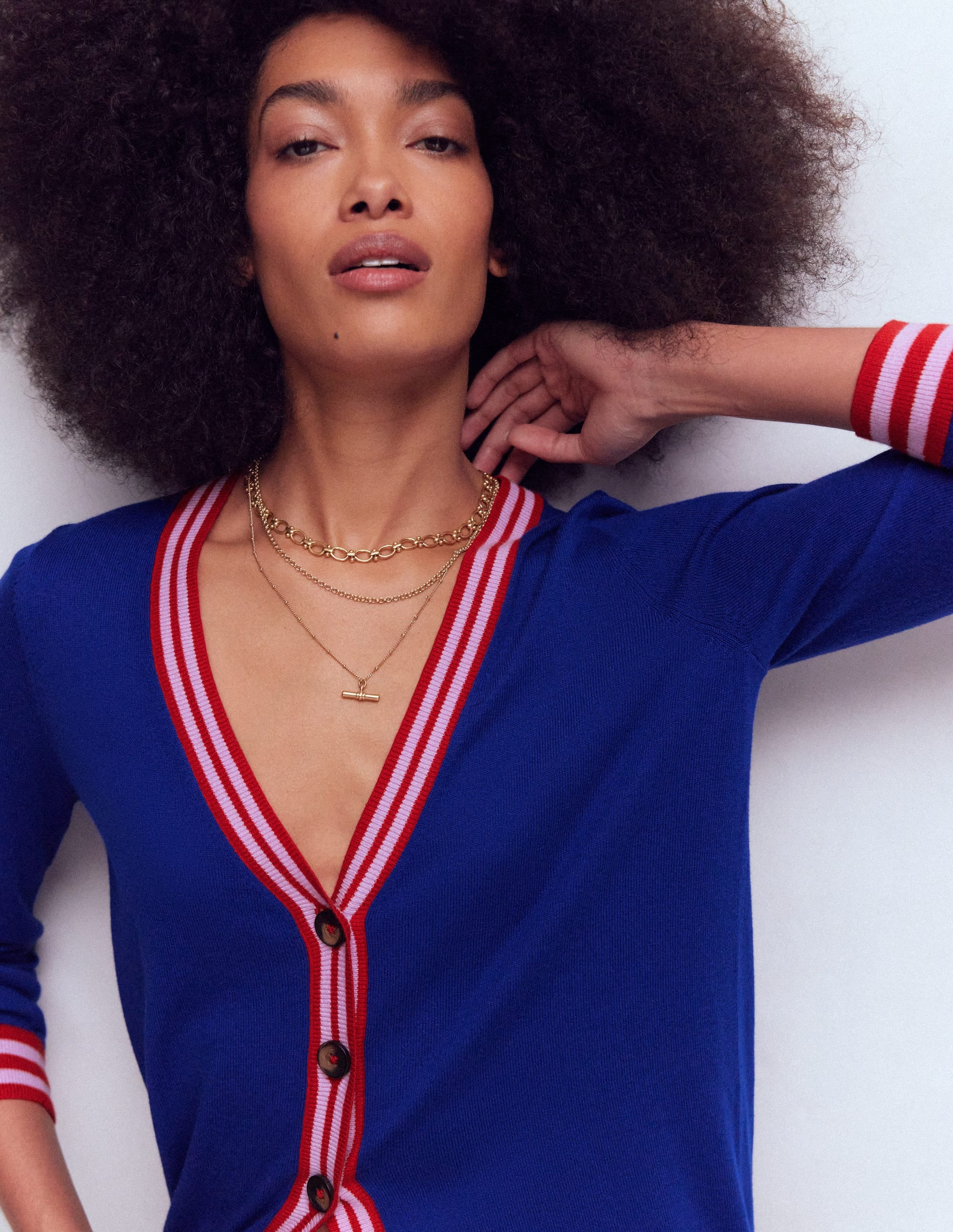 V Neck Longline Cardigan-Bright Blue | Boden (US)