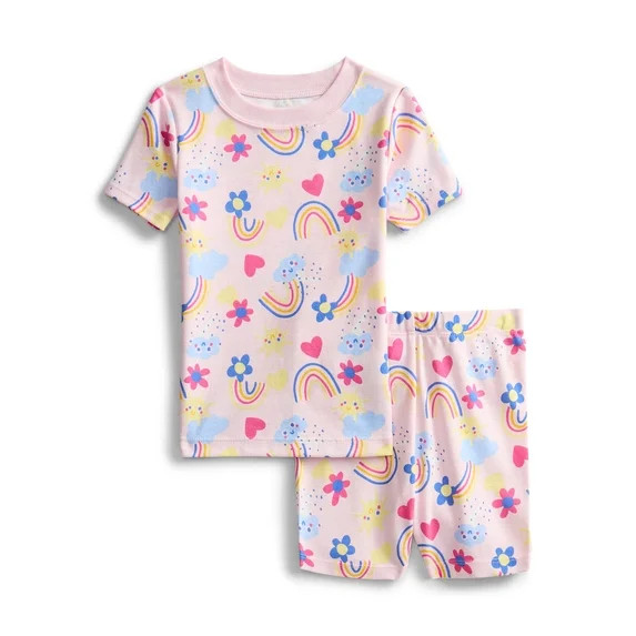 Wonder Nation Toddler Boys Printed Tee & Shorts, 2-Piece Cotton Pajama Set, Sizes 12M-5T | Walmart (US)