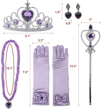Orgrimmar Princess Dress Up Accessories Gloves Tiara Crown Wand Necklaces Presents for Kids Girls | Amazon (US)