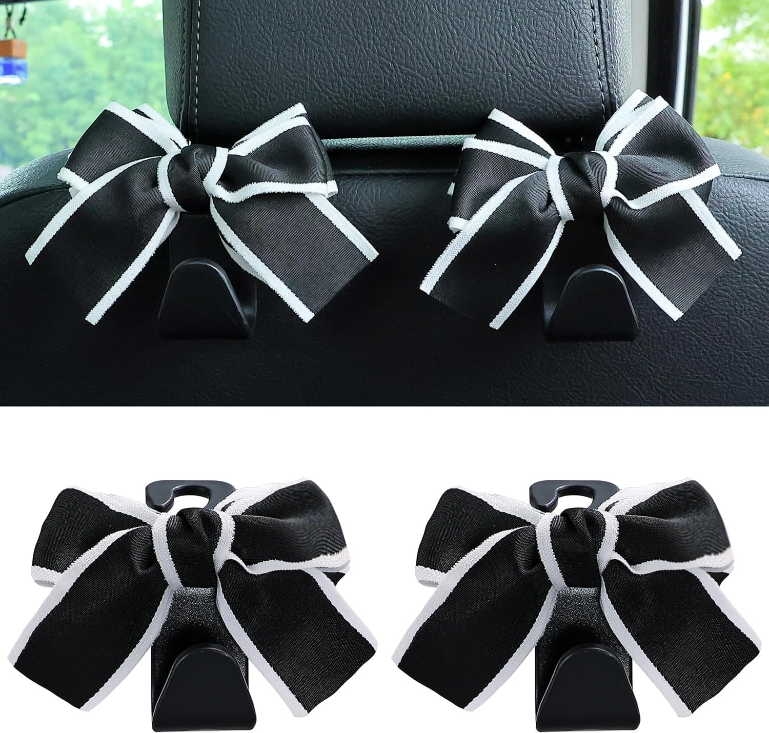 Amooca Car Seat Headrest Hook Cute Bowknot Vehicle Hanger Car Storage Organizer for Handbag Purse... | Amazon (US)