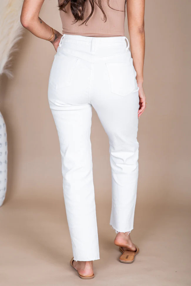 Kasey White Straight Leg Jeans | Pink Lily