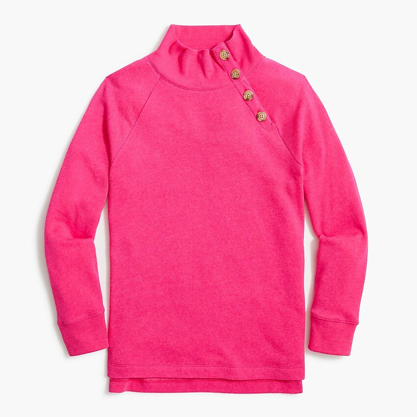 Wide button-collar tunic sweatshirt in cloudspun fleece | J.Crew Factory