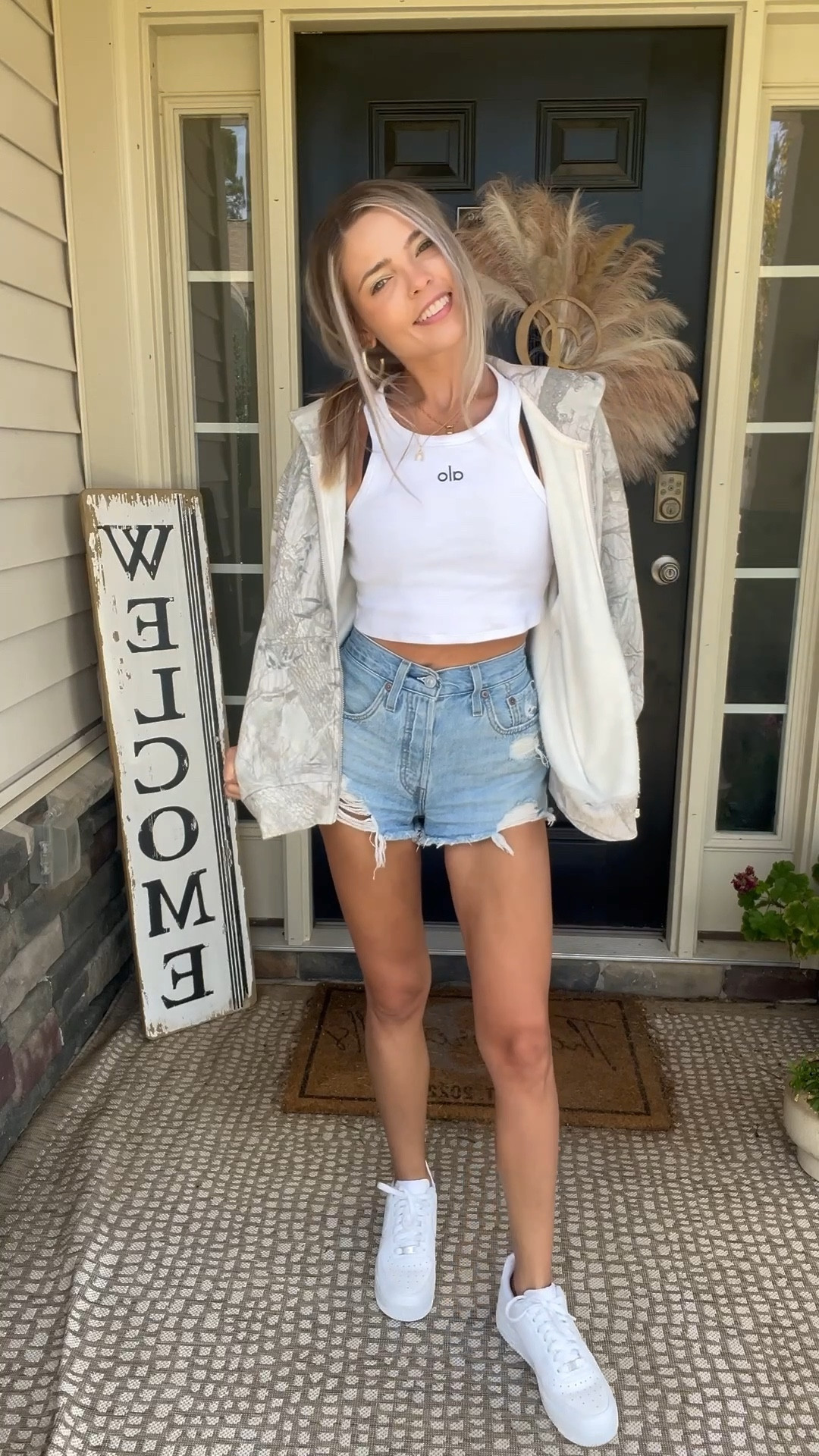 I call this…casual athleisure 😘
BTW camo and AF1s are making a comeback 👀
Jacket: Small
Top: XS
Shorts: 24

#LTKStyleTip #LTKPetite #LTKFindsUnder100