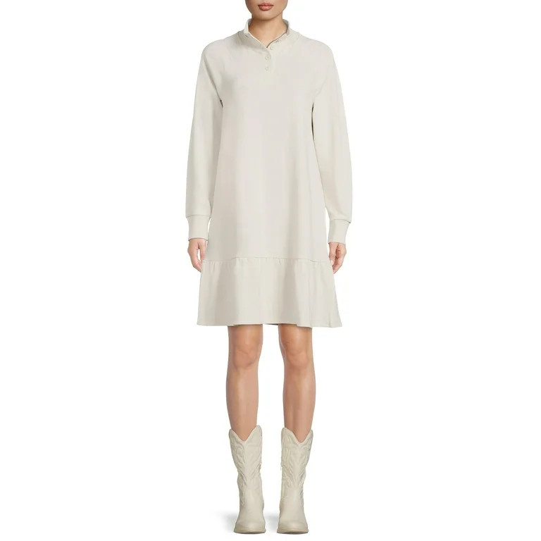 Time and Tru Women's Ruffle Hem Henley Dress | Walmart (US)