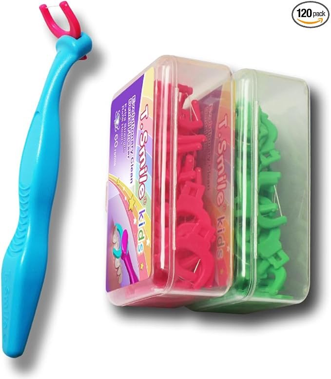 T.Smile Kids Evolutionary Clean Dental Flosser Kit, Child-Sized Handle & Refills, Fluoride Free, ... | Amazon (US)