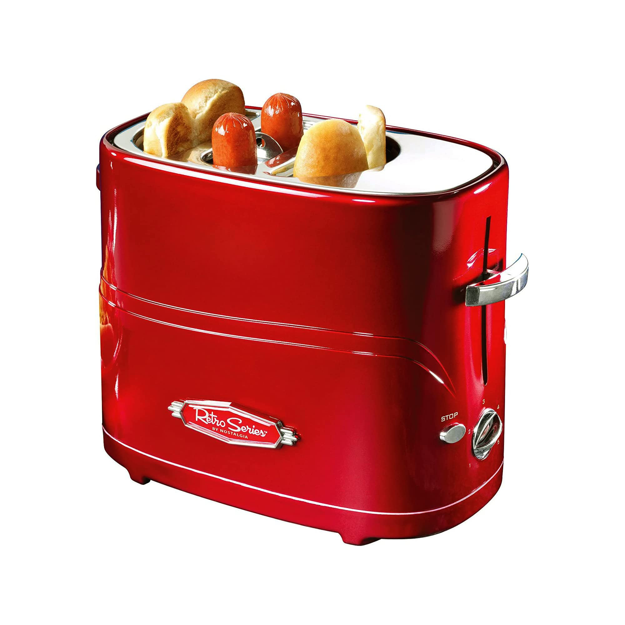 Nostalgia HDT600RETRORED Retro Pop-Up 2 Hot Dog and Bun Toaster, With Mini Tongs, Works With Chic... | Amazon (US)