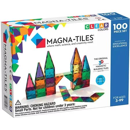 Magna-Tiles Clear Colors 100 Piece Set The original 3D magnetic building sets that engage young mind | Walmart (US)