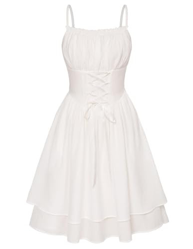 Corset Dress for Women White Cute Dress Summer Spaghetti Strap Dress White L | Amazon (US)