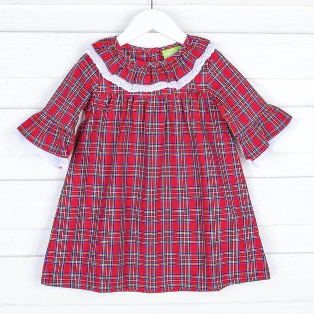 Red Plaid Ruffle Dress | Classic Whimsy