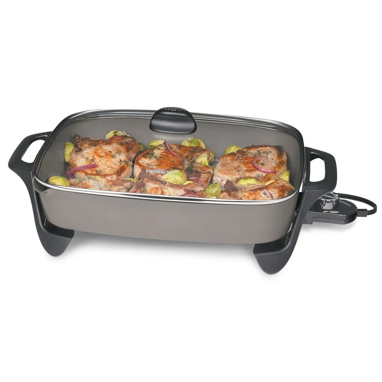 Presto 16" Ceramic Electric Skillet with Glass Cover,  Silver 06860 | Walmart (US)