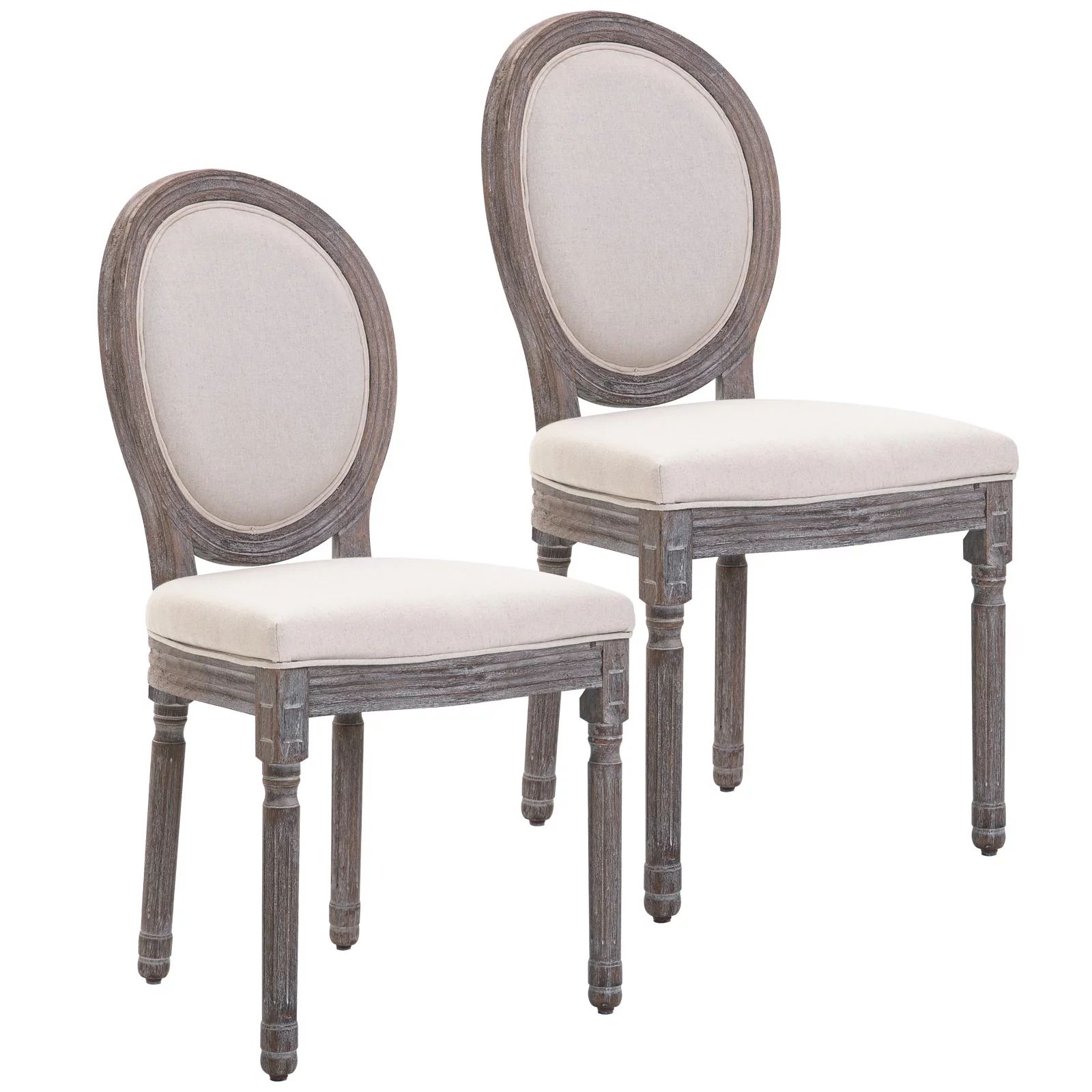 HOMCOM Armless French Chic Dining Chair with Curved Backrest and Linen Upholstery, Set of 2, Ivor... | Walmart (US)