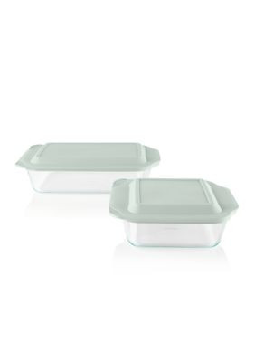 Pyrex 4-Piece Deep Glass Baking Dish with Plastic Lids Set | Belk