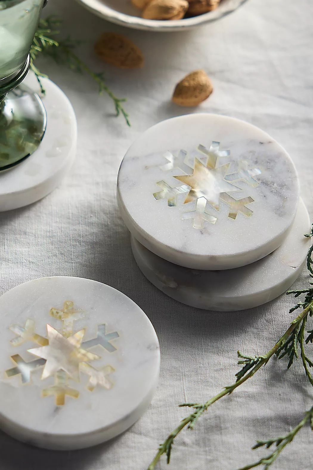 Marble Snowflake Coasters, Set of 4 | Anthropologie (US)