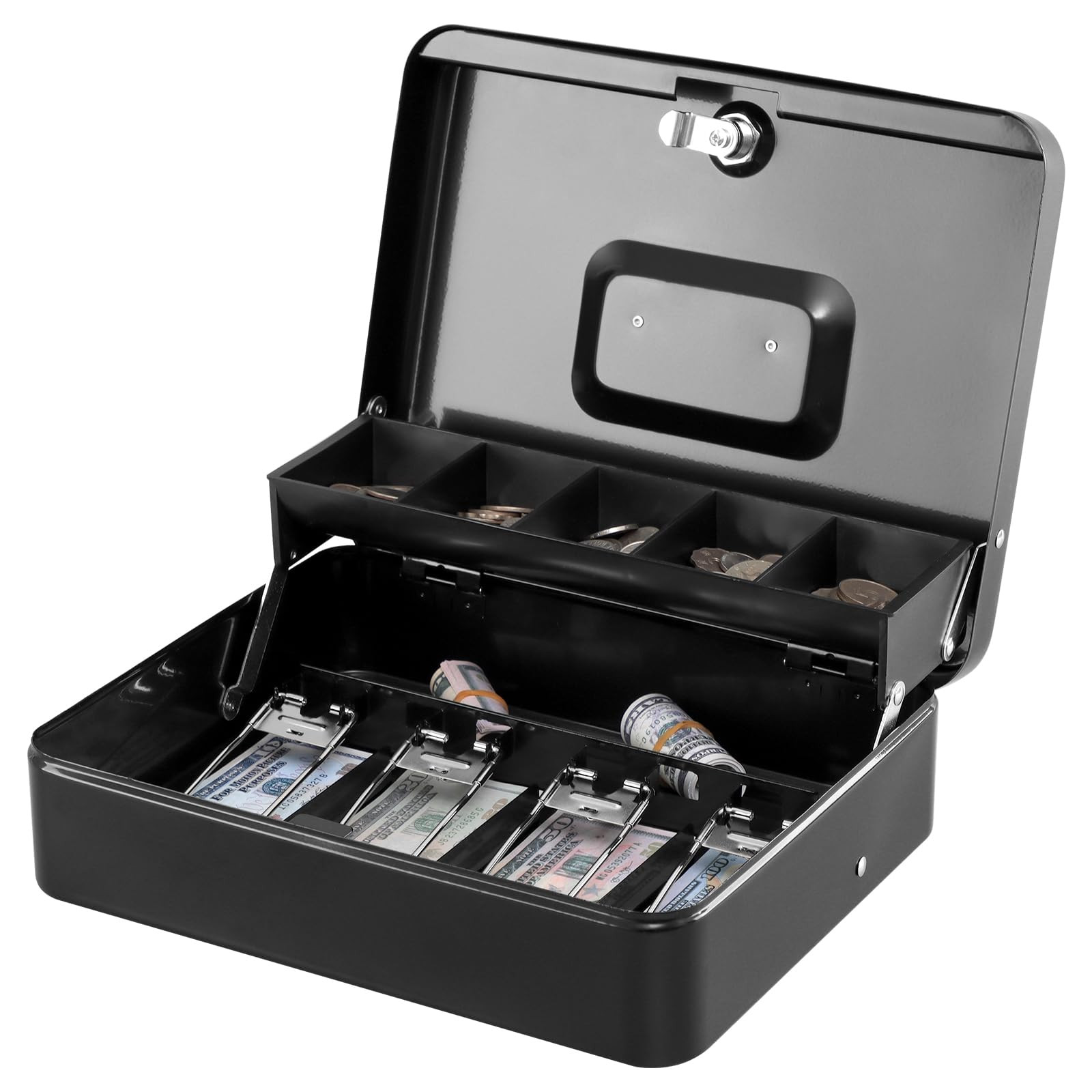KYODOLED Locking Cash Box with Top Lock,Money Box with Cash Tray,4 Bill/5 Coin Slots,Lock Safe Bo... | Amazon (US)