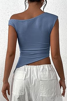 PRETTYGARDEN Womens 2025 Summer Off The Shoulder Crop Tops Sleeveless One Shoulder Ruched Asymmet... | Amazon (US)