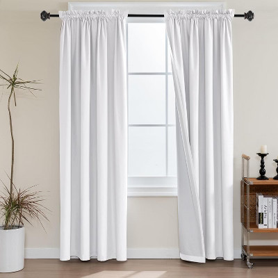 100% Blackout White Liners Window Rod Pocket Curtains WHITE 52“W x 84"L | Target