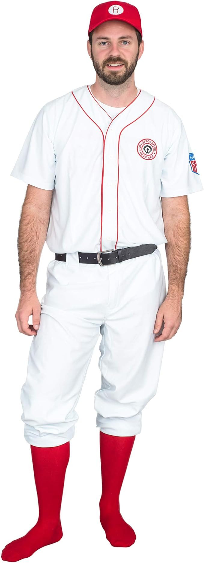 Rockford Peaches Men's Halloween Costume Set Baseball Jersey Cosplay | Amazon (US)