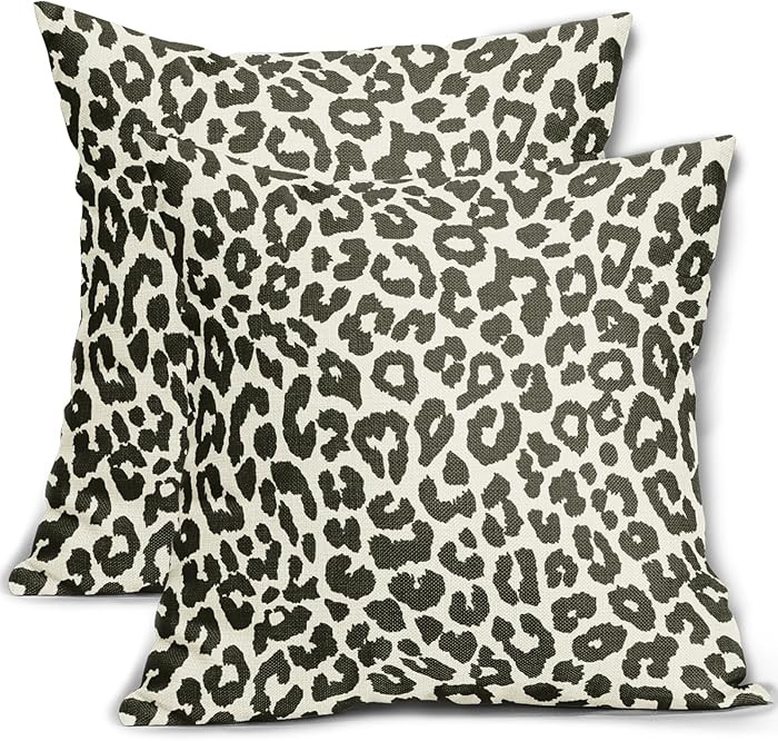 Olive Green Leopard Print Pillow Covers 20x20 Set of 2 Preppy Room Decor Cheetah Animal Pattern C... | Amazon (US)