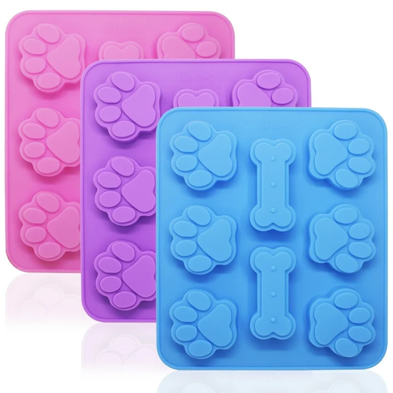 FineGood 3 Pcs Silicone Molds Puppy Dog Paw & Bone Shaped, Reusable Ice Candy Trays Chocolate Coo... | Walmart (US)