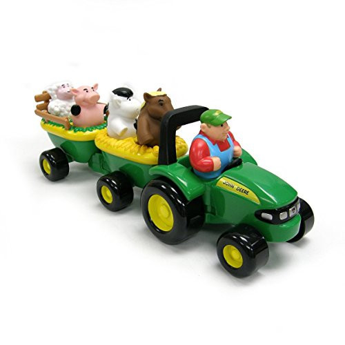 TOMY John Deere Animal Sounds Hayride Musical Tractor Toy - Musical Hayride and Farm Animal Toddler Toys - Includes Farmer Figure, Tractor, and 4 Farm Animals - Ages 18 Months and Up | Amazon (US)